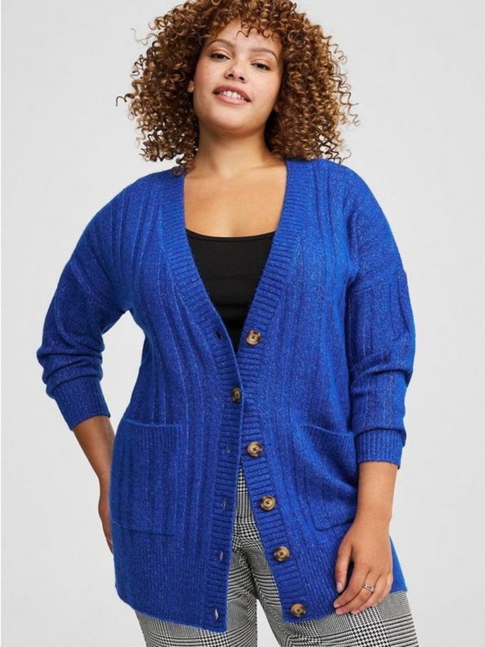 torrid Royal Blue Button Front V-Neck Cardigan